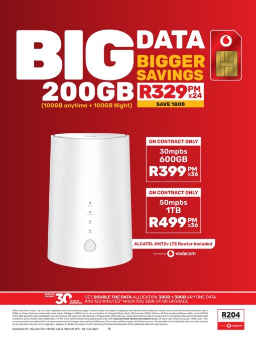Vodacom 200GB LTE promotion at Game