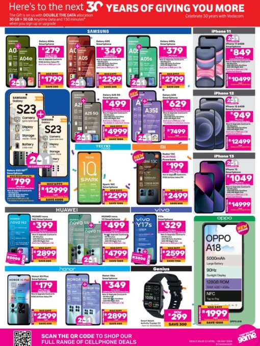 Game birthday specials on cellphones leaflet